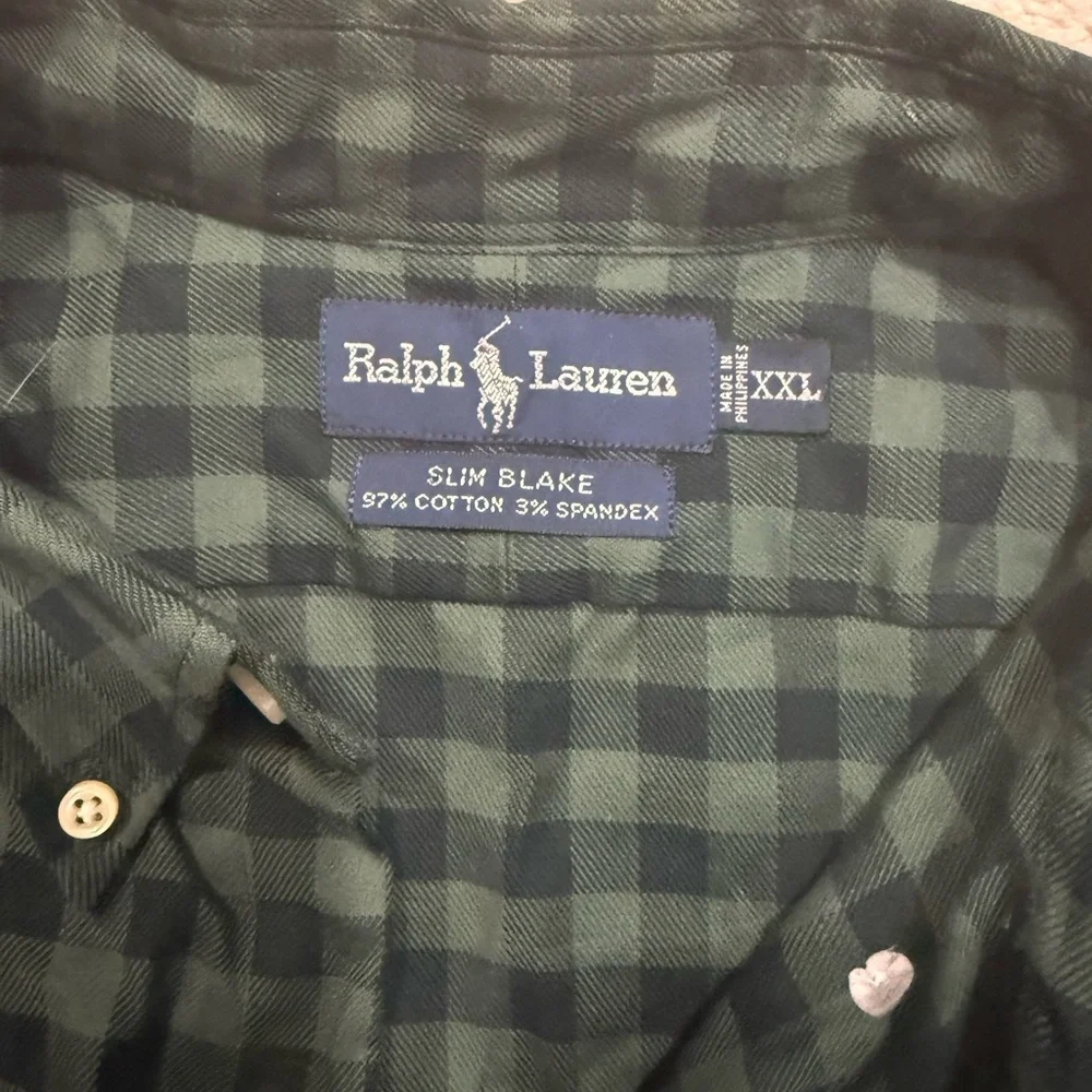 Ralph Lauren Slim Blake XXL Green Black Buffalo Check Button‎ Down Shirt